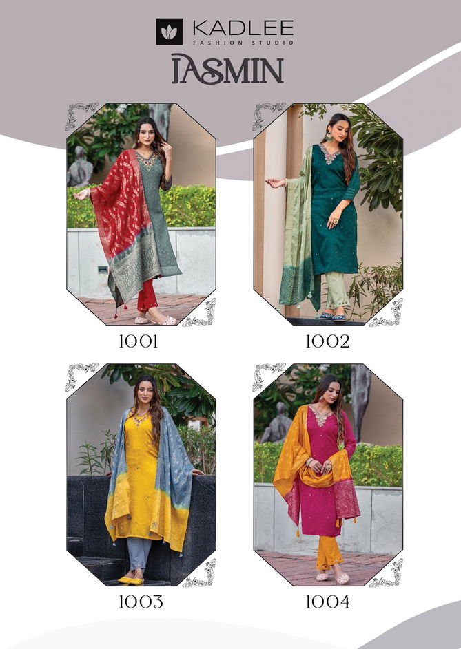 Jasmin By Kadlee Chinon Handwork Designer Kurti With Bottom Dupatta Surat Wholesale Market